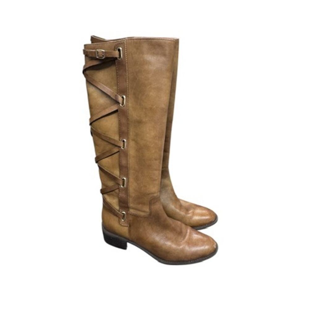 "BCBGENERATION" Knee High ,Full Zip Boots, Strappy‎ Design, SZ 7.5, FINAL SALE!!